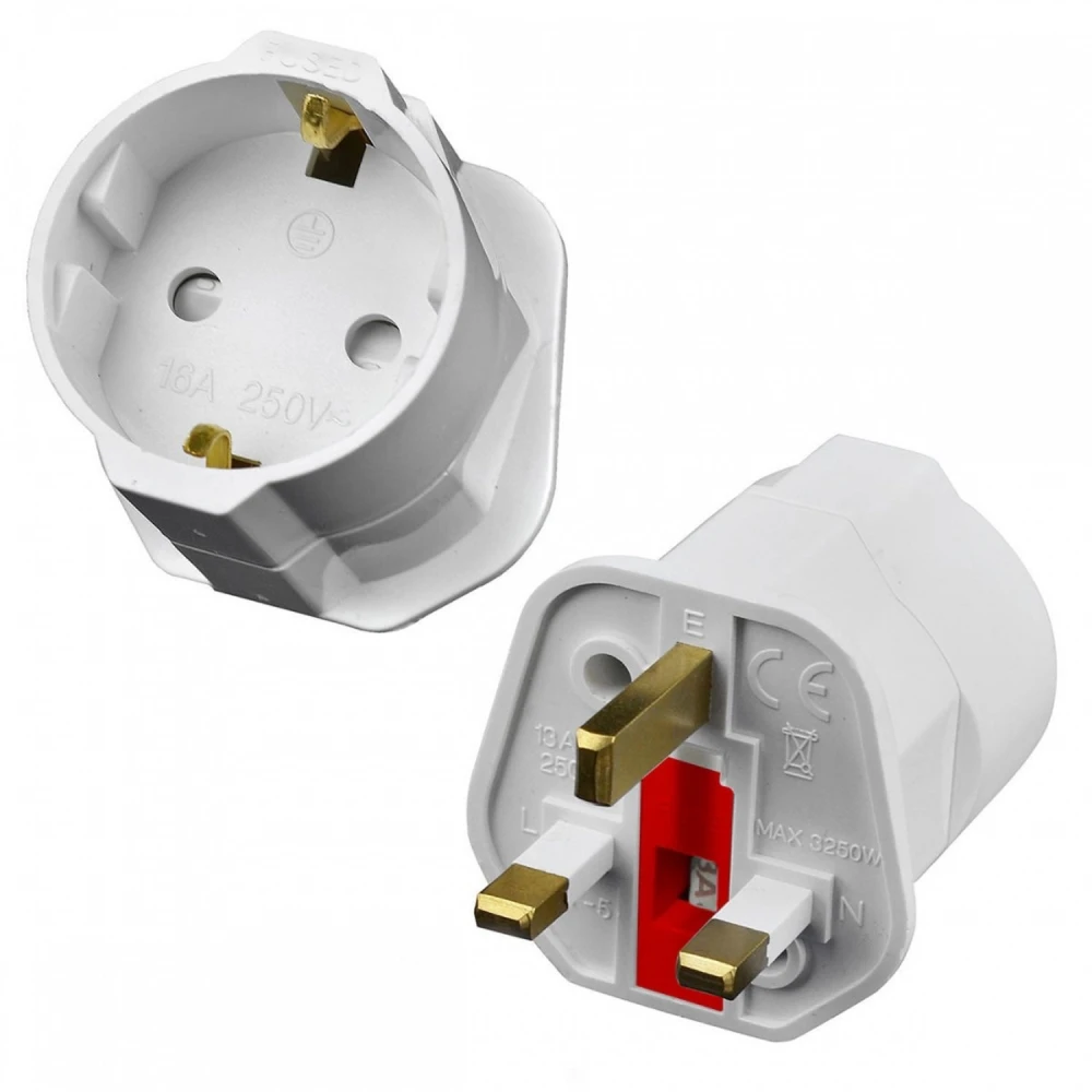 Adapter z wtyczki EU na UK z bezpiecznikiem do podróży