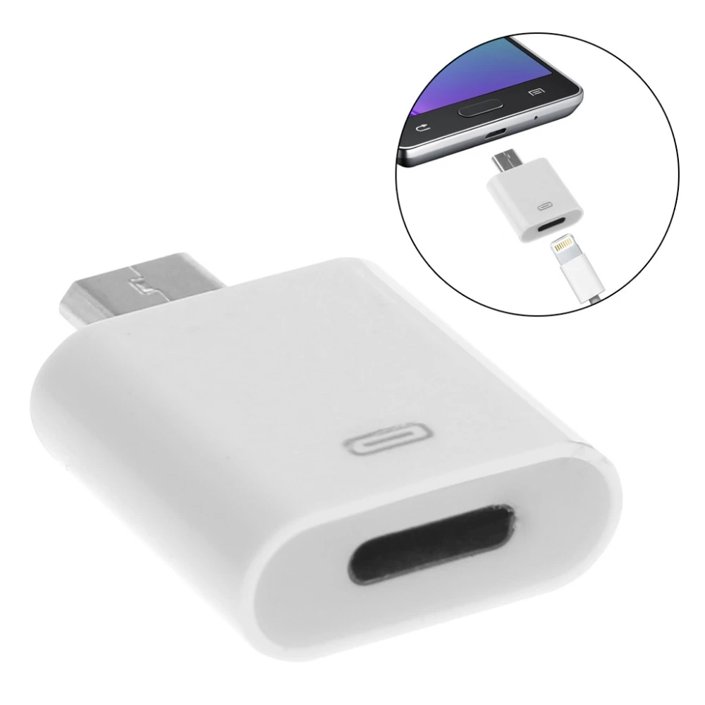 Adapter Lightning żeński 8-pin na Micro USB męski do Apple i Android