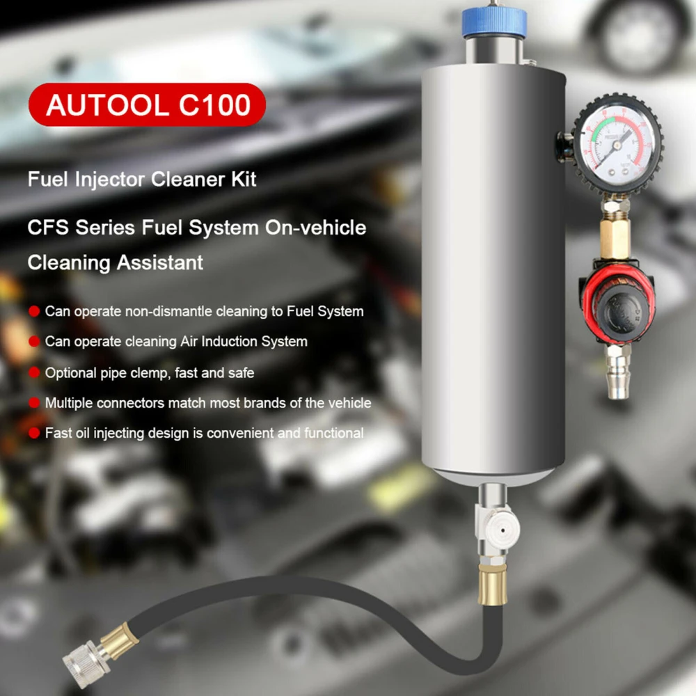 AUTOOL C100 czyścik wtryskiwaczy benzyny z adapterami