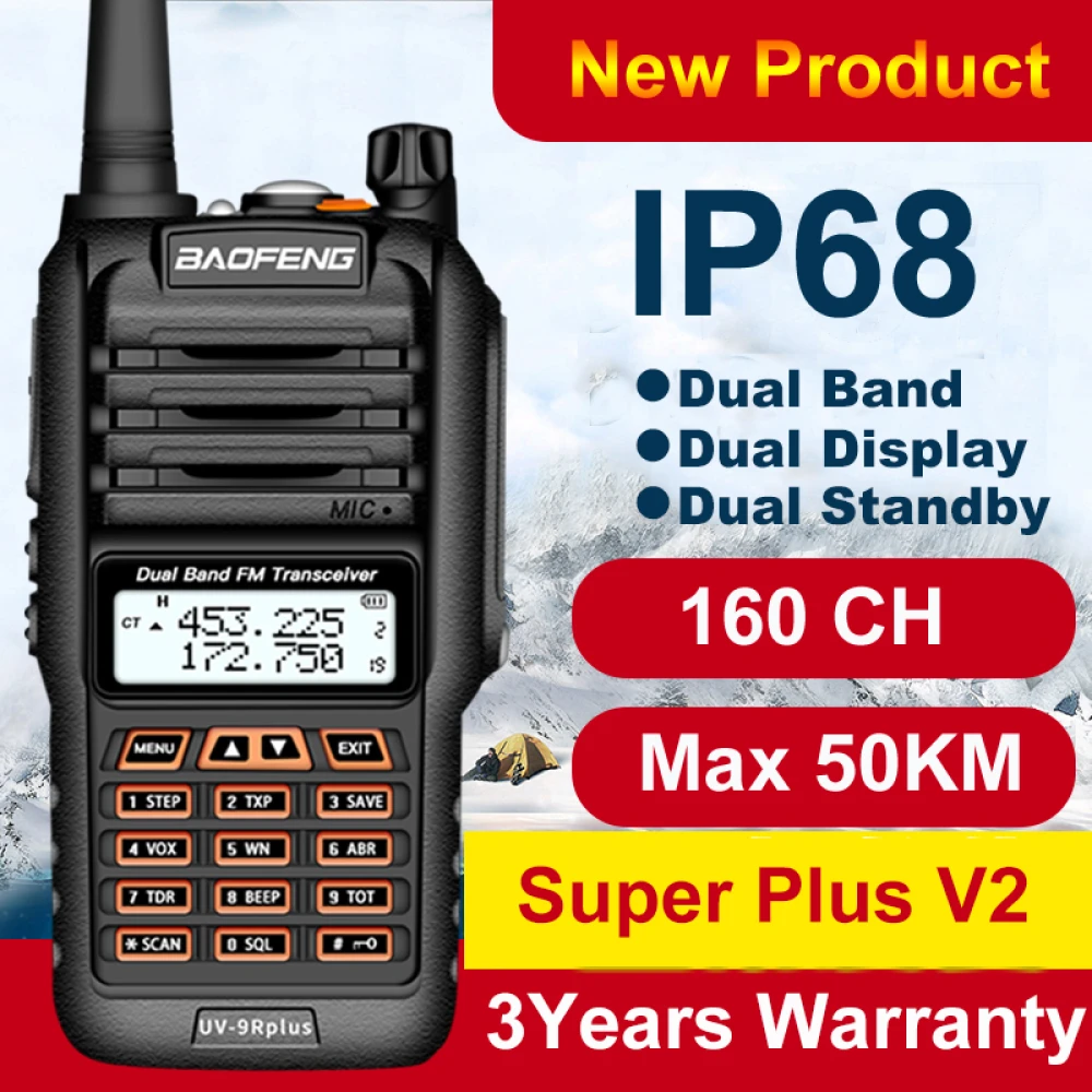 Baofeng UV9R Plus walkie-talkie dalekiego zasięgu z 160 kanałami VHF/UHF