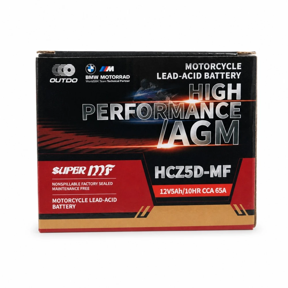 Akumulator Motocyklowy AGM 12V 5Ah OUTDO HCZ5D-MF - Zamiennik Yuasa YTZ7S-BS / GTZ7S / ETZ5L-BS