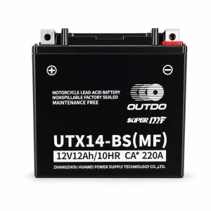 OUTDO Akumulator Motocyklowy AGM 12V 12Ah OUTDO UTX14-BS(MF) - Zamiennik Yuasa YTX14-BS / GTX14-BS / ETX14-BS