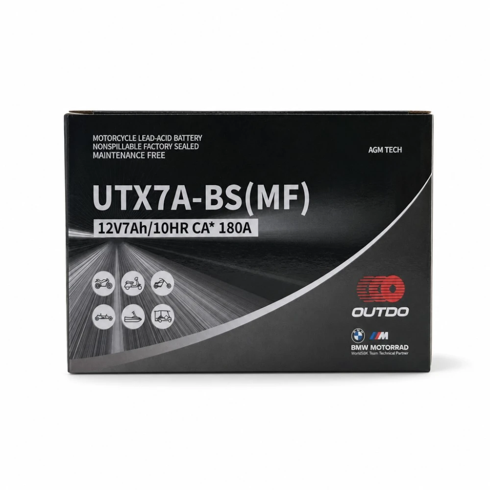 Akumulator Moto AGM 12V 7Ah OUTDO UTX7A-BS(MF) - Zamiennik Yuasa YTX7A-BS / GTX7A-BS / ETX7A-BS