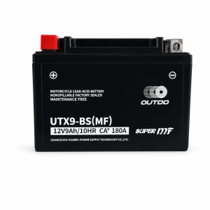 OUTDO Akumulator Motocyklowy AGM 12V 9Ah OUTDO UTX9-BS(MF) - Zamiennik Yuasa YTX9-BS / GTX9-BS / ETX9-BS
