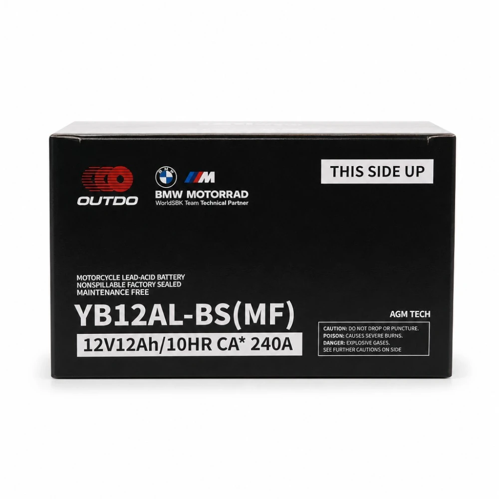 Akumulator Moto AGM 12V 12Ah OUTDO YB12AL-BS(MF) - Zamiennik Yuasa YB12AL-A2 / GS YB12AL-A2 / 12N12-4A-1 (flooded podobny)