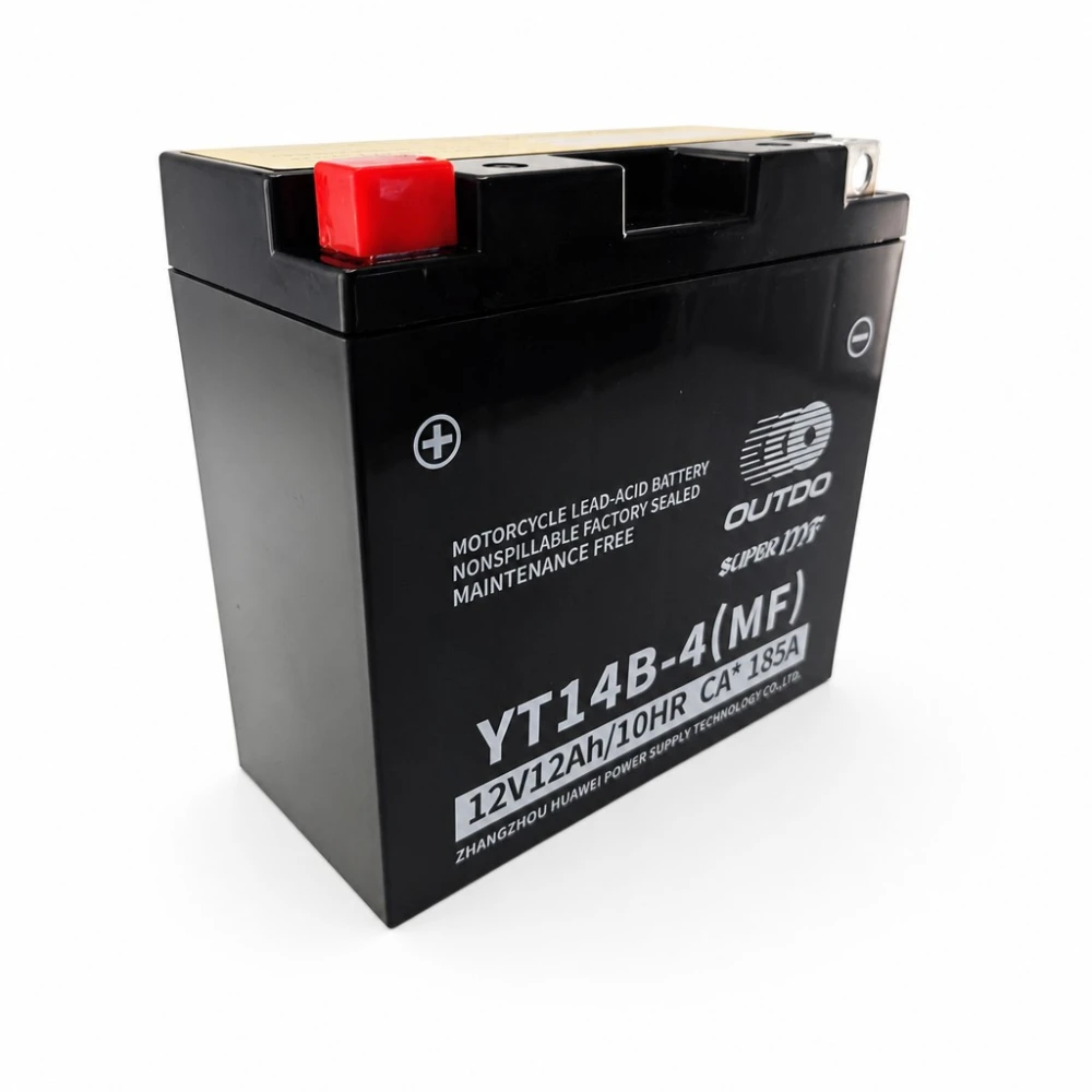 Akumulator Moto AGM 12V 12Ah OUTDO YT14B-4(MF) - Zamiennik Yuasa YT14B-BS / GT14B-BS / GT14B-4 / ETZ14B-BS / ET14B-4