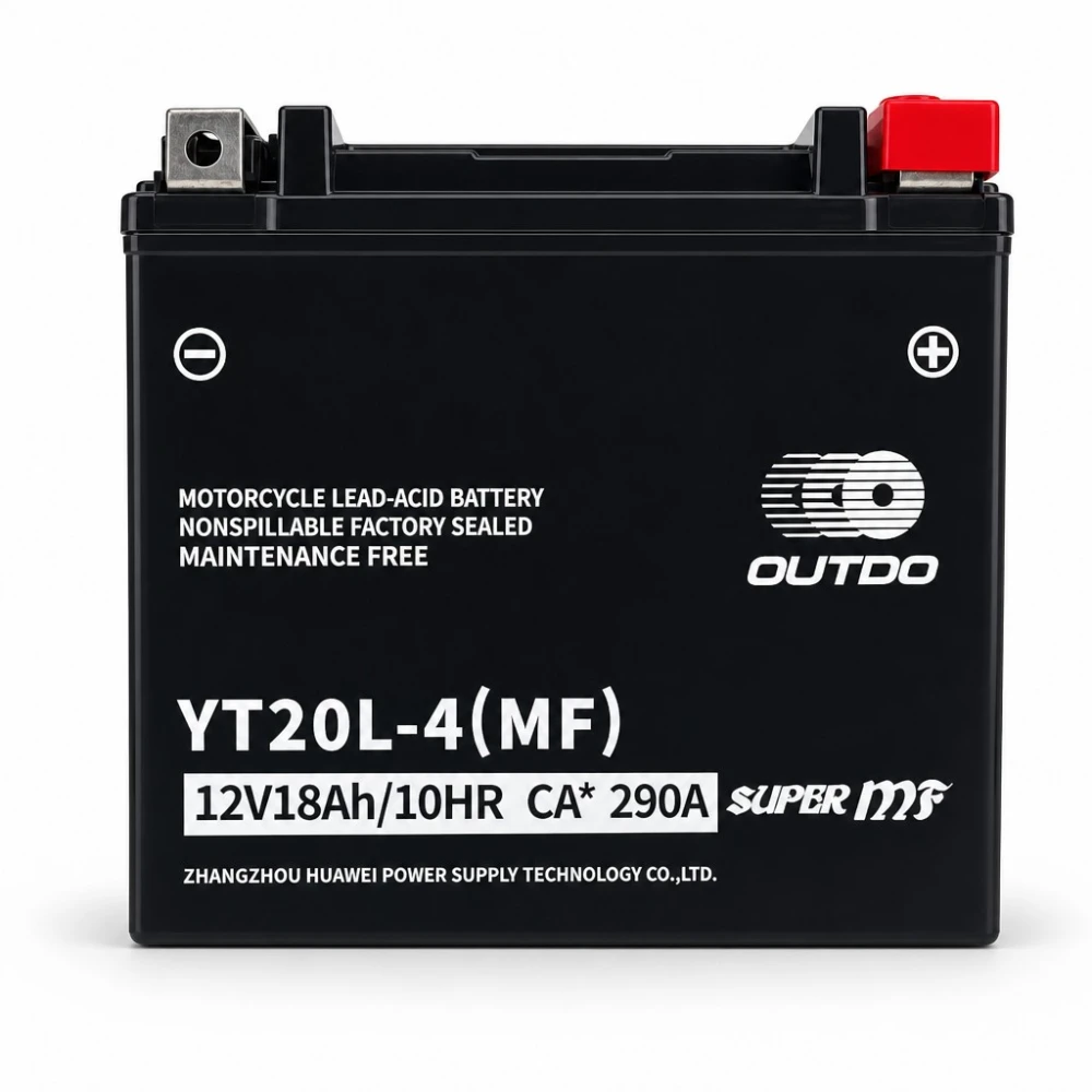 Akumulator Motocyklowy AGM 12V 18Ah OUTDO YT20L-4(MF) - Zamiennik Yuasa YTX20L-BS / GTX20L-BS / ETX20L-BS / Y50-N18L-A