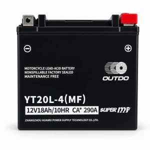 Akumulator Motocyklowy AGM 12V 18Ah OUTDO YT20L-4(MF) - Zamiennik Yuasa YTX20L-BS / GTX20L-BS / ETX20L-BS / Y50-N18L-A