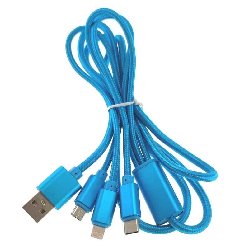 Kabel ładujący 3 w 1 Micro USB USB-C Lightning 1,2 m do szybkiego ładowania