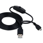 Kabel USB A Micro USB z przełącznikiem do Raspberry Pi 1m czarny
