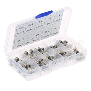 satkit Zestaw bezpieczników 5x20 - 100 szt. 10 różnych wartości od 0,2A do 15A
