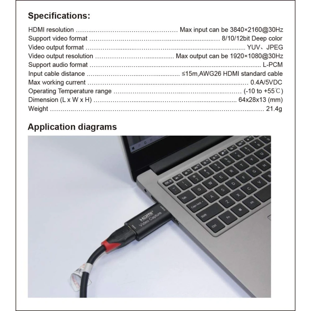 Karta przechwytująca HDMI USB 1080P do streamingu, gier i wideokonferencji