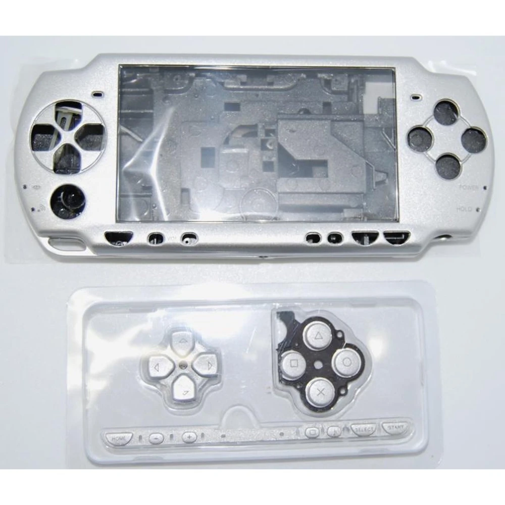 Pełna obudowa PSP 2000 slim srebrna z przyciskami do naprawy