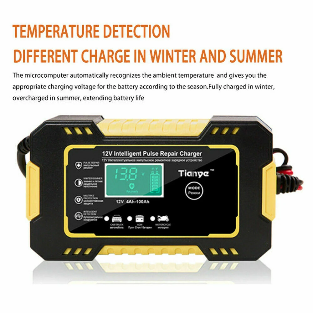 Inteligentna ładowarka akumulatora 12V 6A do moto i auta z cyfrowym LCD