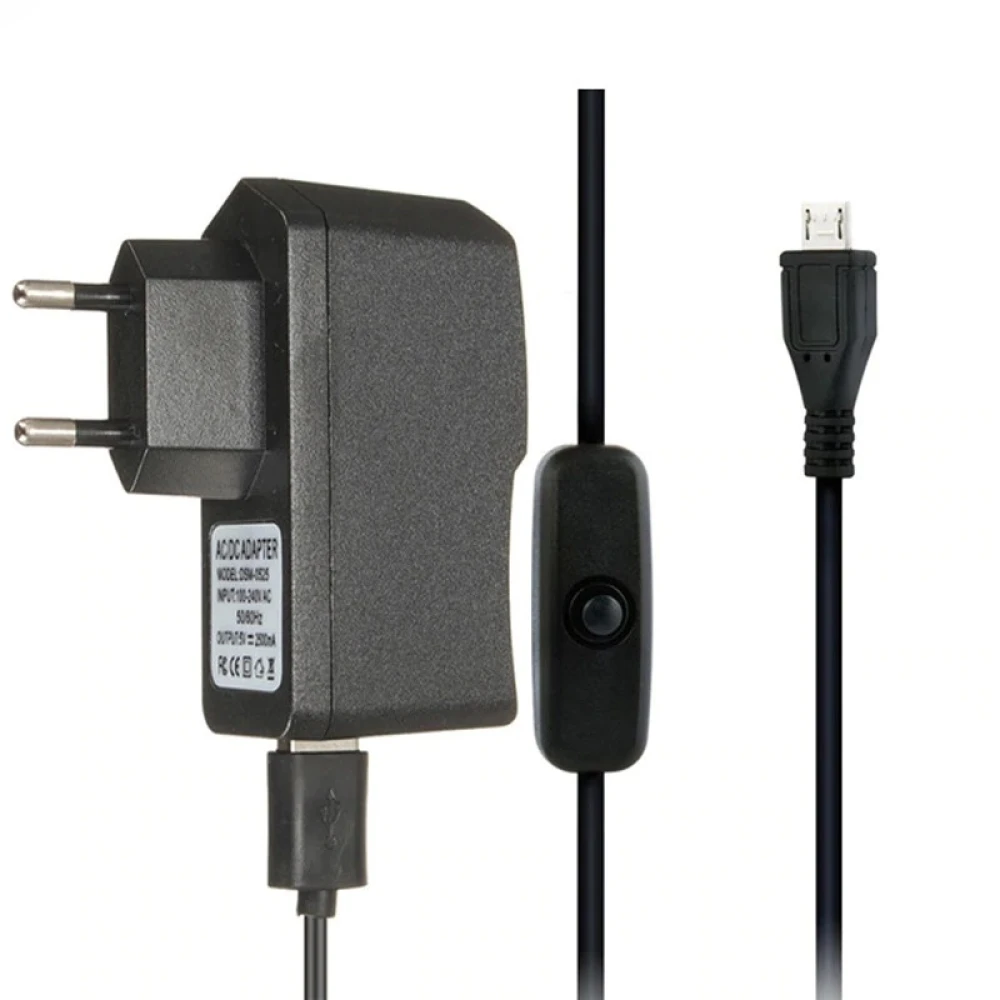 Ładowarka Micro USB do Raspberry Pi 3 z kablem i przełącznikiem 5V 2.5A