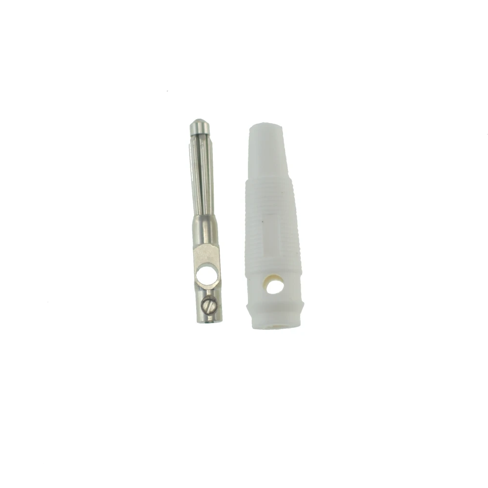 Biały wtyk bananowy 4mm BP4526 do kabli na zamówienie Satkit
