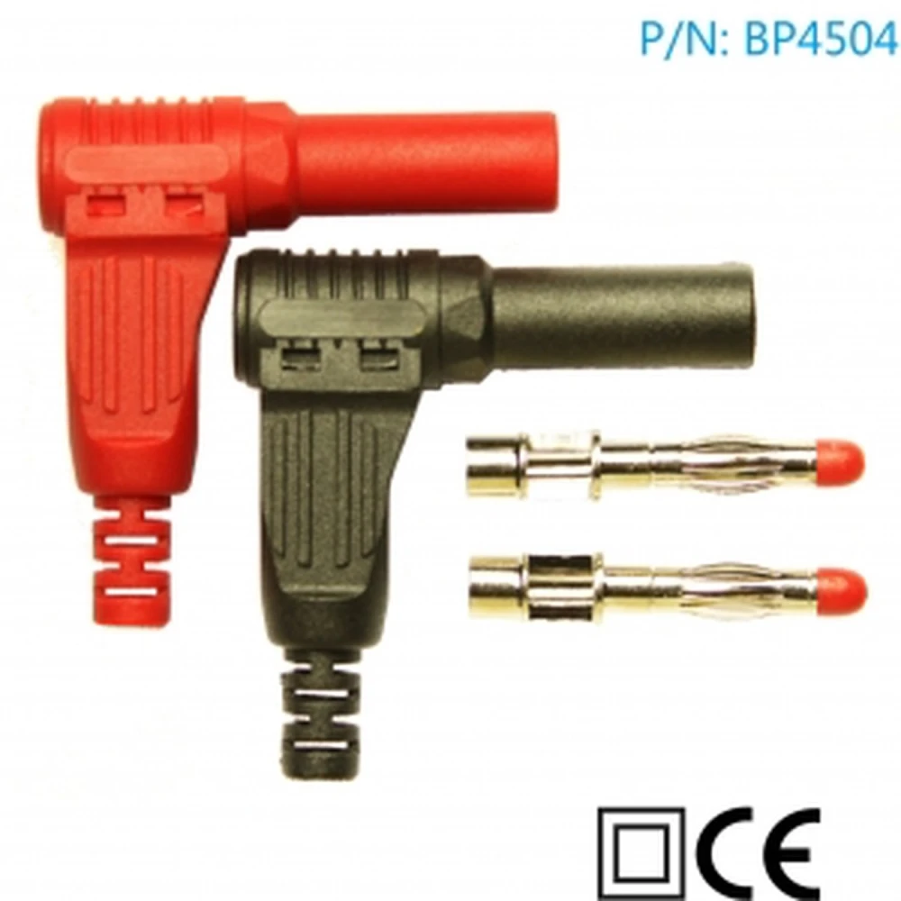 Wtyk bananowy męski 4mm 90° BP4504 (1 czerwony i 1 czarny) Amass