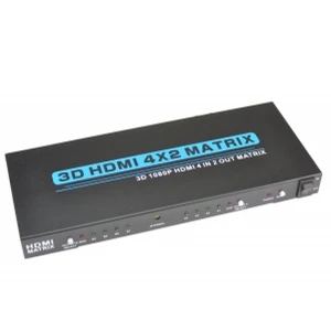 Przełącznik matrycowy HDMI 4x2 Full HD 1080p 3D z pilotem