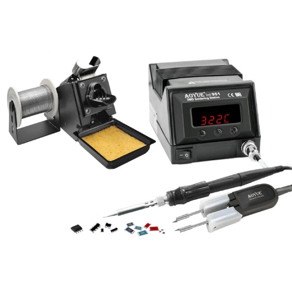 Stacja lutownicza Aoyue 951 SMD z mikro pincetami do precyzyjnego lutowania