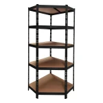 Czarny metalowy regał narożny 180x75x40 cm z 5 regulowanymi półkami