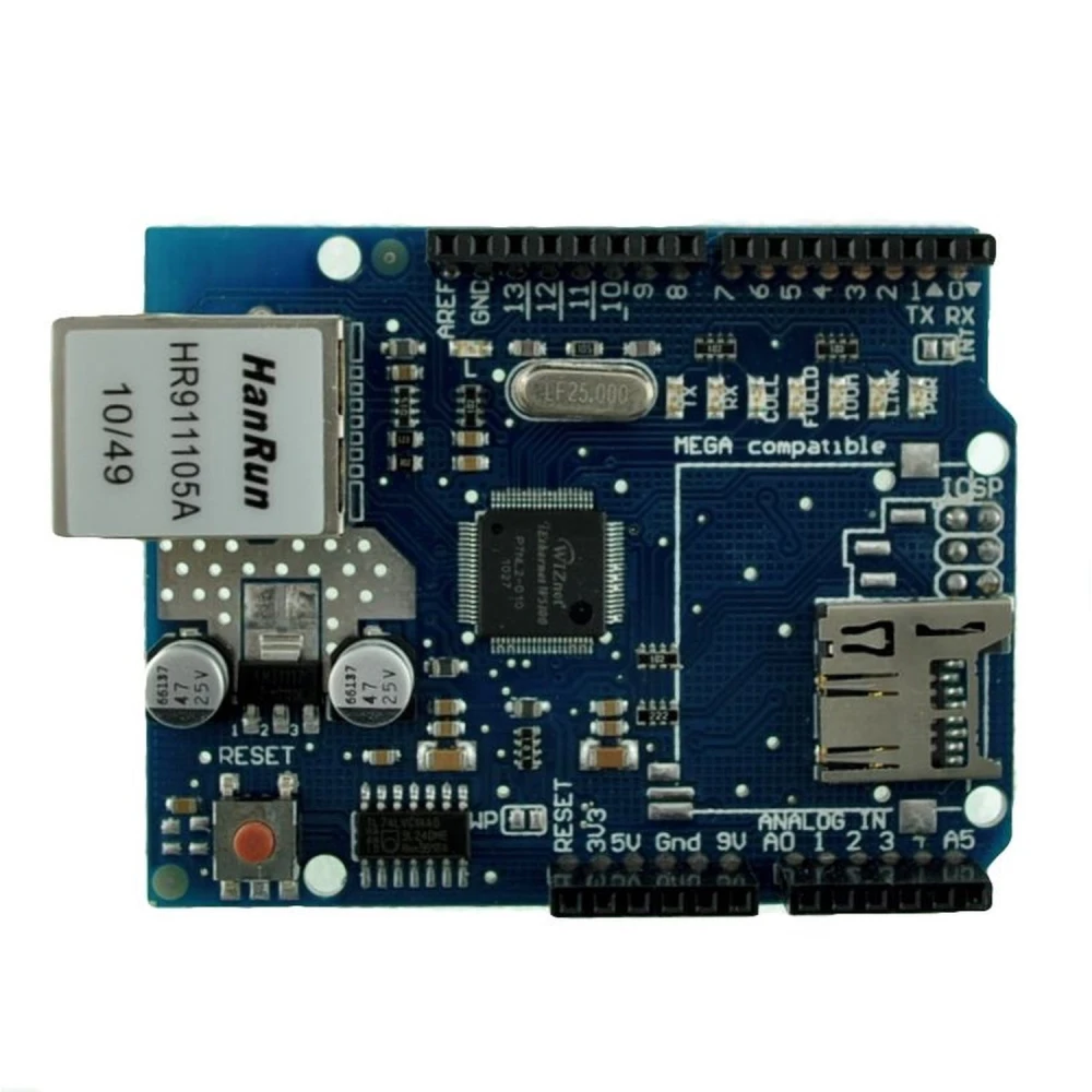 Ethernet Shield W5100 kompatybilny z Arduino do projektów z Arduino UNO i MEGA