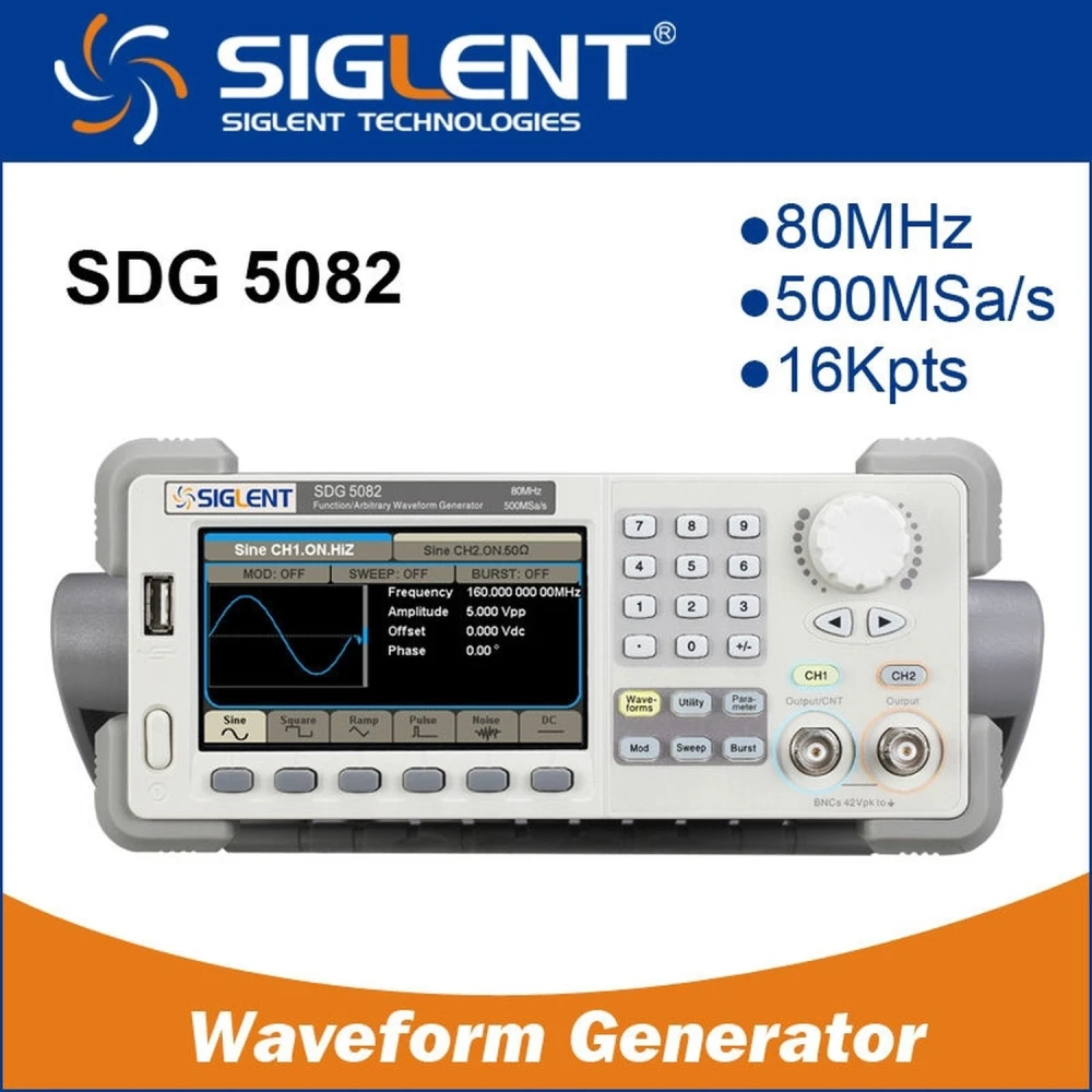 Generator funkcyjny arbitralny Siglent SDG5082 80MHz z podwójnym wyjściem i wysoką precyzją