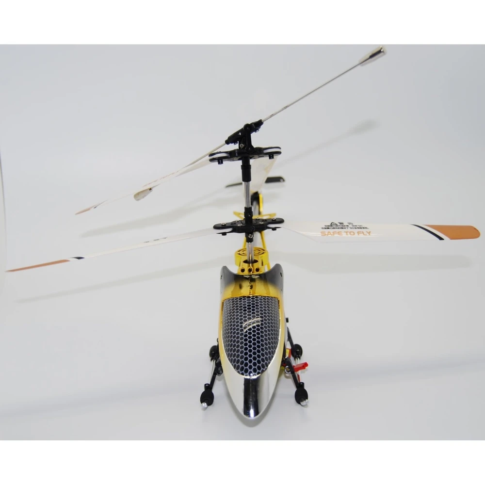 Detalle del rotor principal del helicóptero radio control M-1 V2 dorado