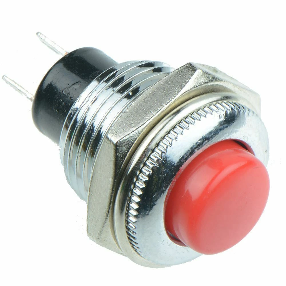 Okrągły czerwony metalowy przycisk chwilowy ON/OFF do projektów elektronicznych