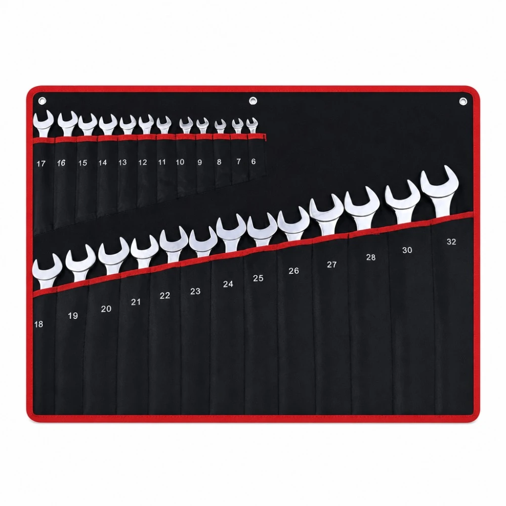 Zestaw 26 Kluczy Płasko-Oczkowych 6-32mm Stal Cr-V z Walizką