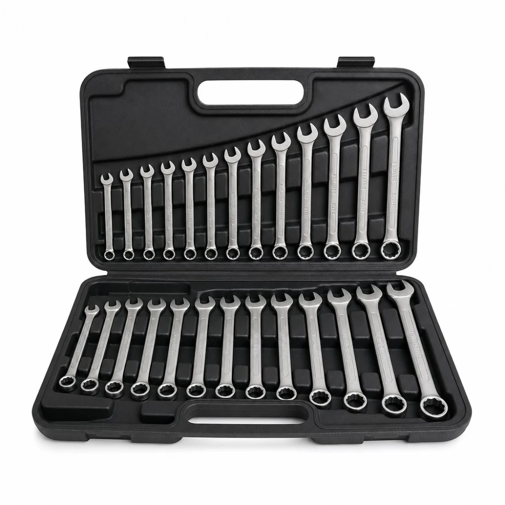 Zestaw 26 Kluczy Płasko-Oczkowych 6-32mm Stal Cr-V z Walizką