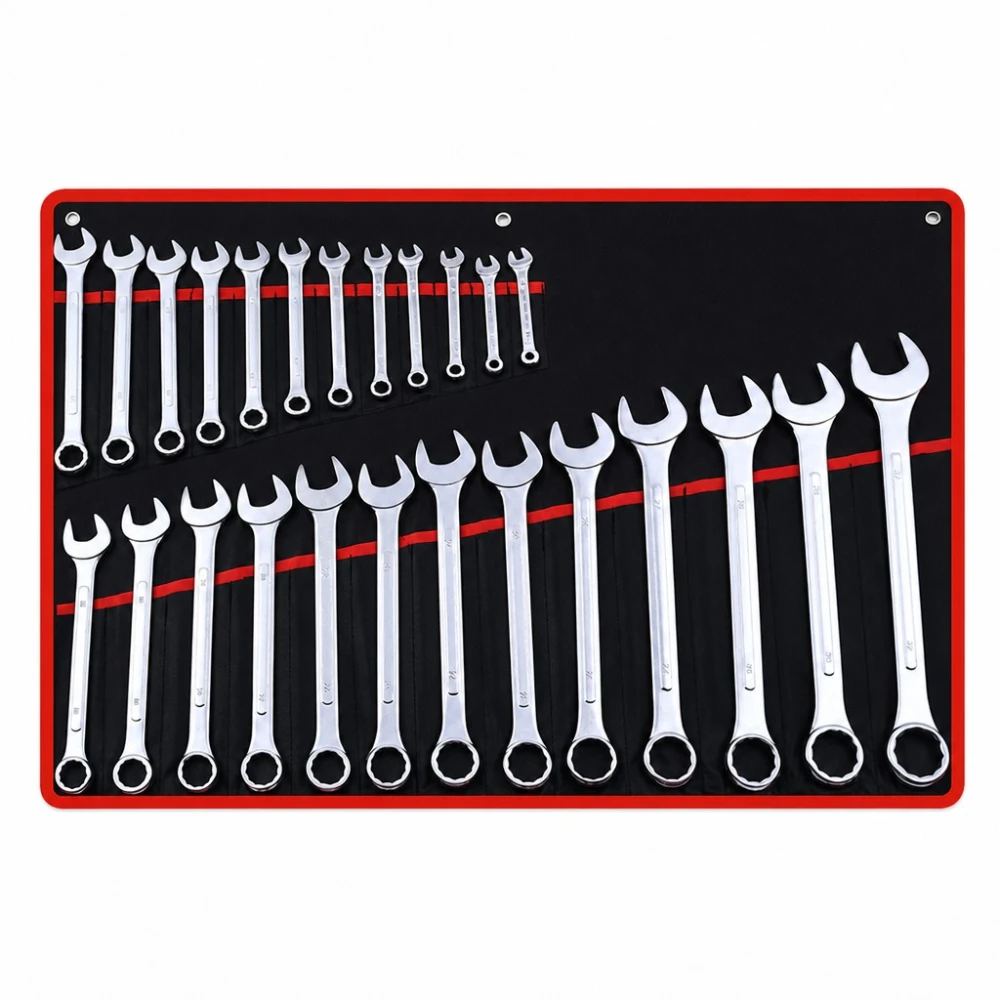 Zestaw 26 Kluczy Płasko-Oczkowych 6-32mm Stal Cr-V z Walizką