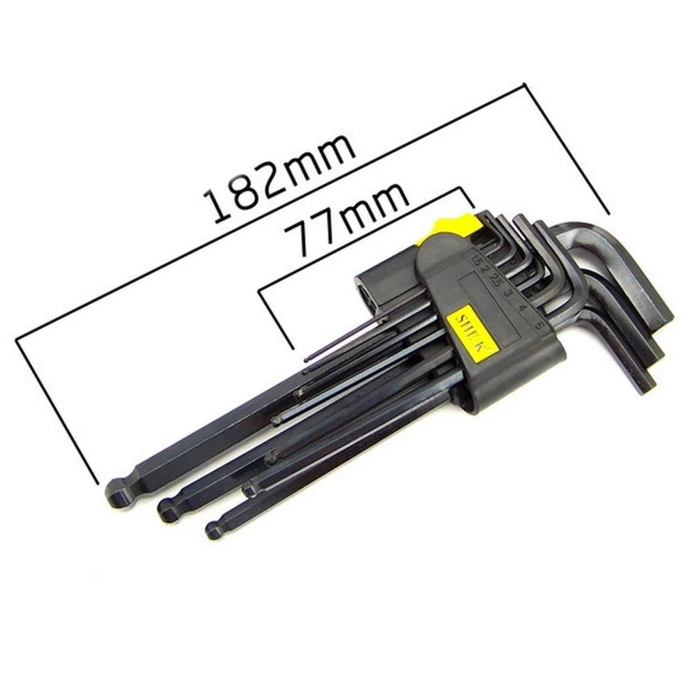 Zestaw długich kluczy imbusowych z kulką 9 szt. 1,5-10mm