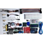 Vista general del kit inicio Arduino RFID con módulos y cables incluidos