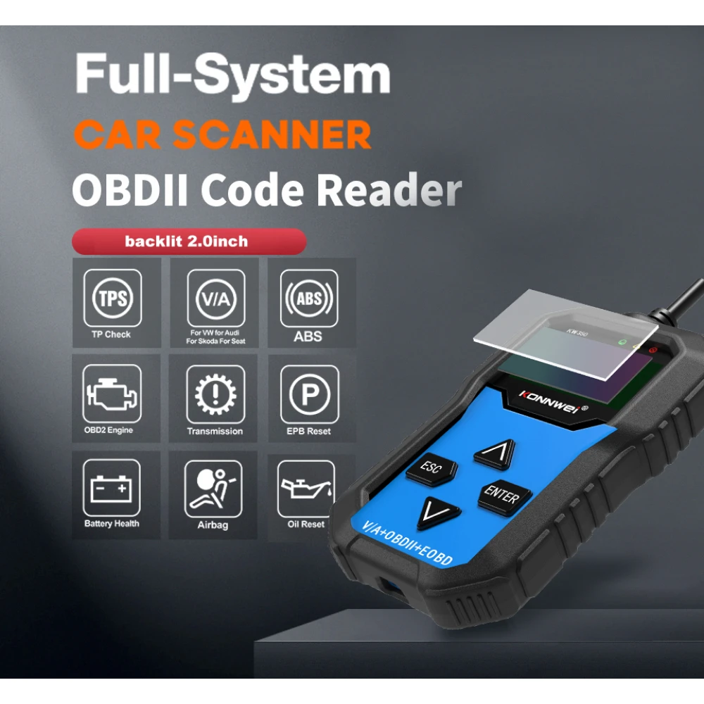 Konnwei KW350 skaner diagnostyczny pełnego systemu VW Audi Seat Skoda