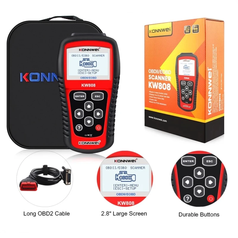 Konnwei KW808 skaner OBD2 do diagnostyki aut multimarkowych