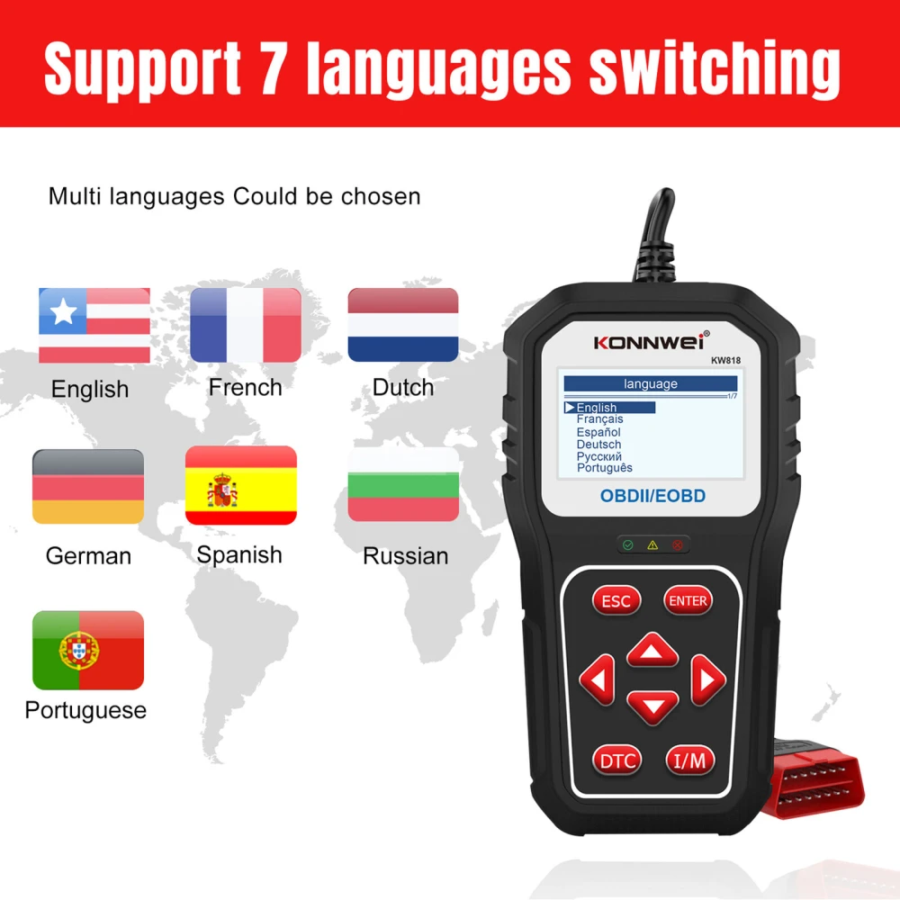 KONNWEI KW818 skaner OBD2: czytnik kodów OBDII do aut od 1996