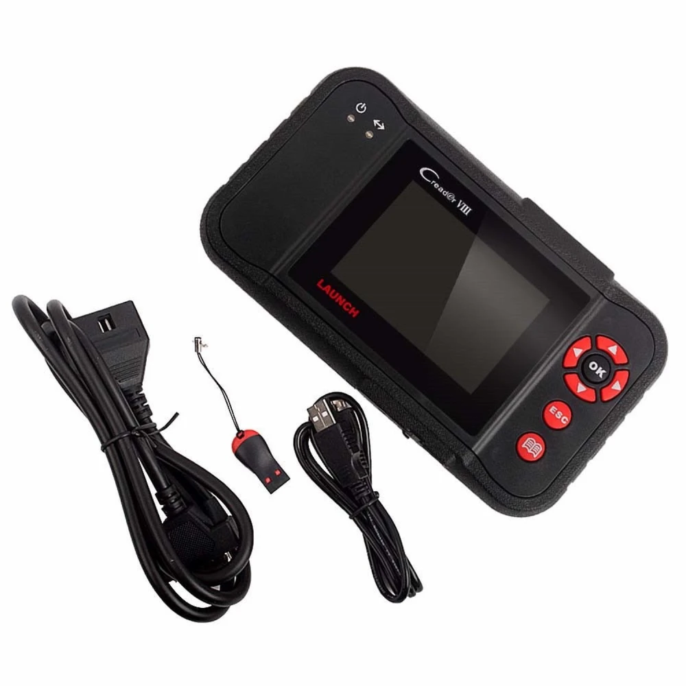 Cable OBDII conectado al Launch Creader VIII CRP129 para diagnóstico de coches