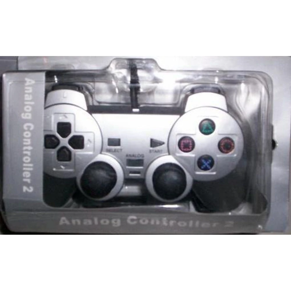 Pad Dual Shock do Sony Playstation 2 w kolorze srebrnym, kompatybilny i ekonomiczny