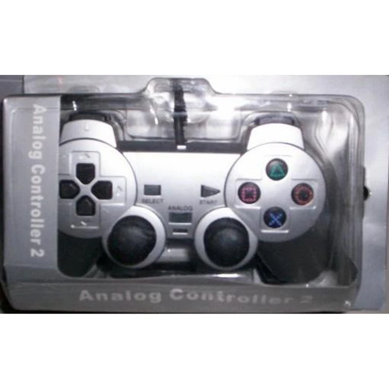 Pad Dual Shock do Sony Playstation 2 w kolorze srebrnym, kompatybilny i ekonomiczny