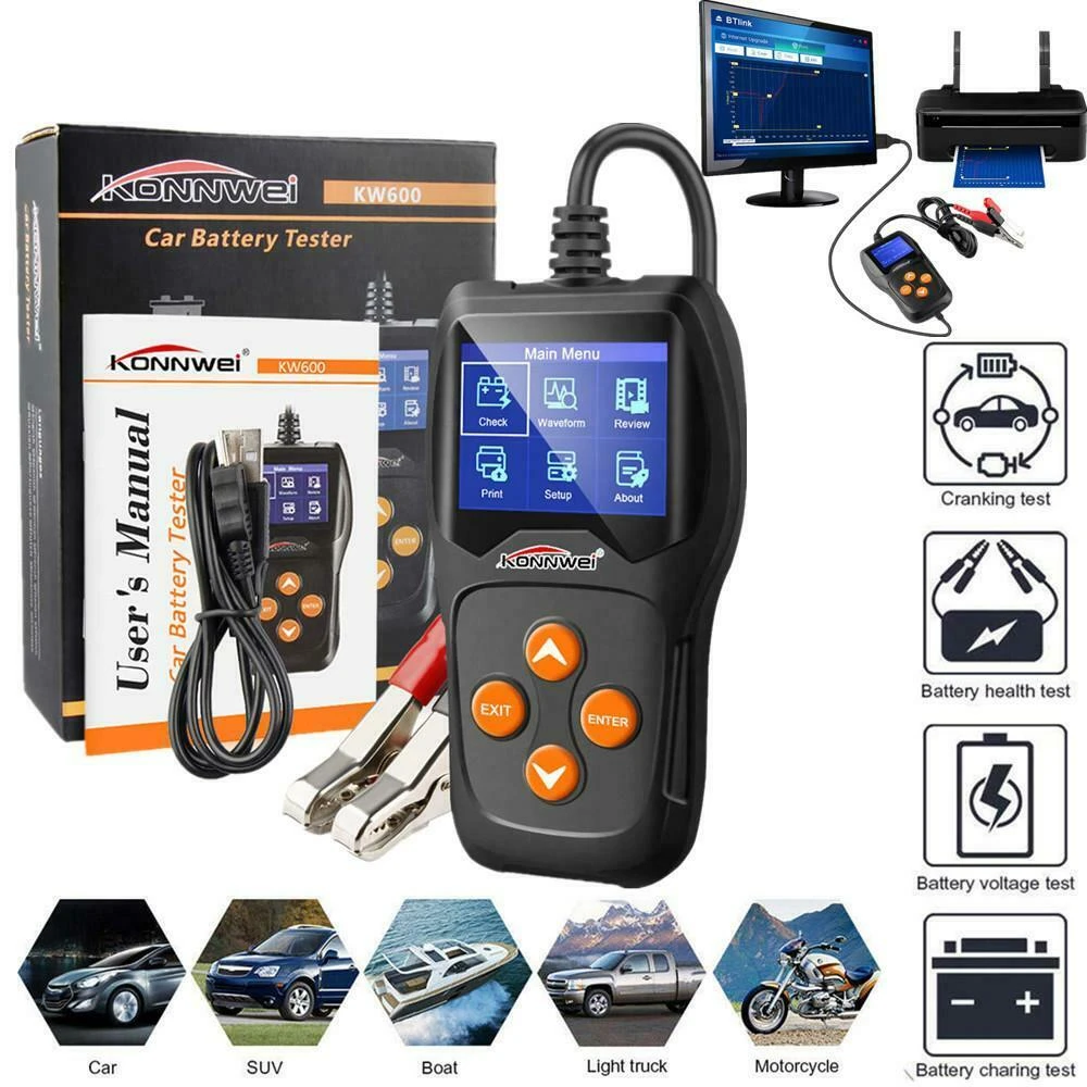 Tester akumulatorów Konnwei KW600 12V do auta i moto