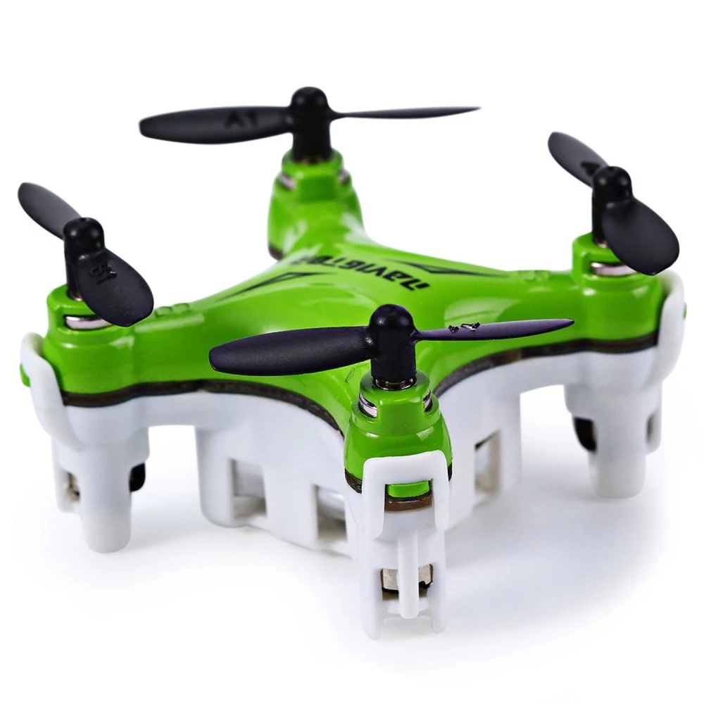 Vista frontal del Micro Drone Fy804 mostrando sus luces LED y diseño compacto