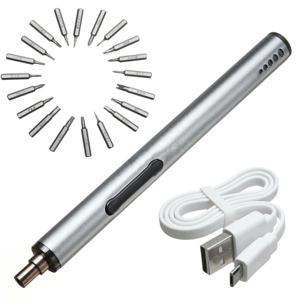 Mini elektryczny wkrętak bezprzewodowy USB 3 LED multifunkcyjny 22w1