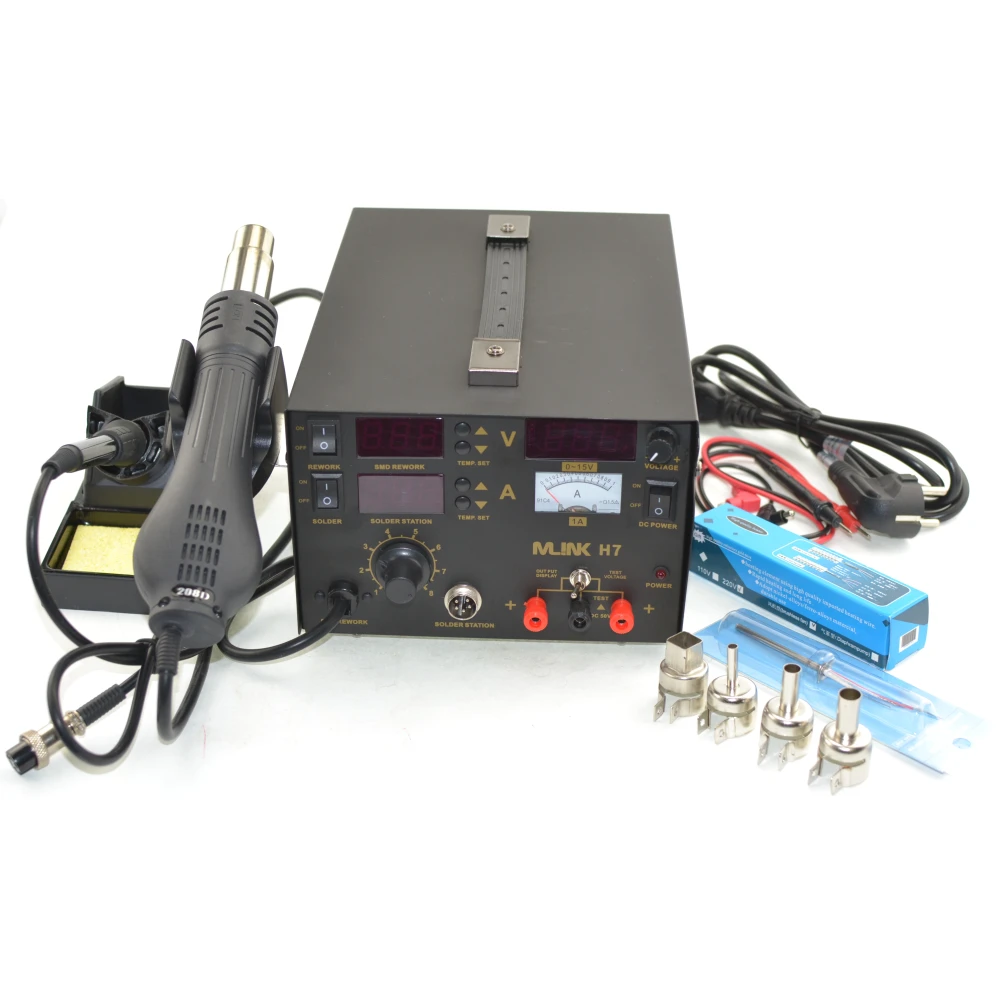 Mlink H7 stacja lutownicza 3 w 1 z hot air i zasilaczem DC