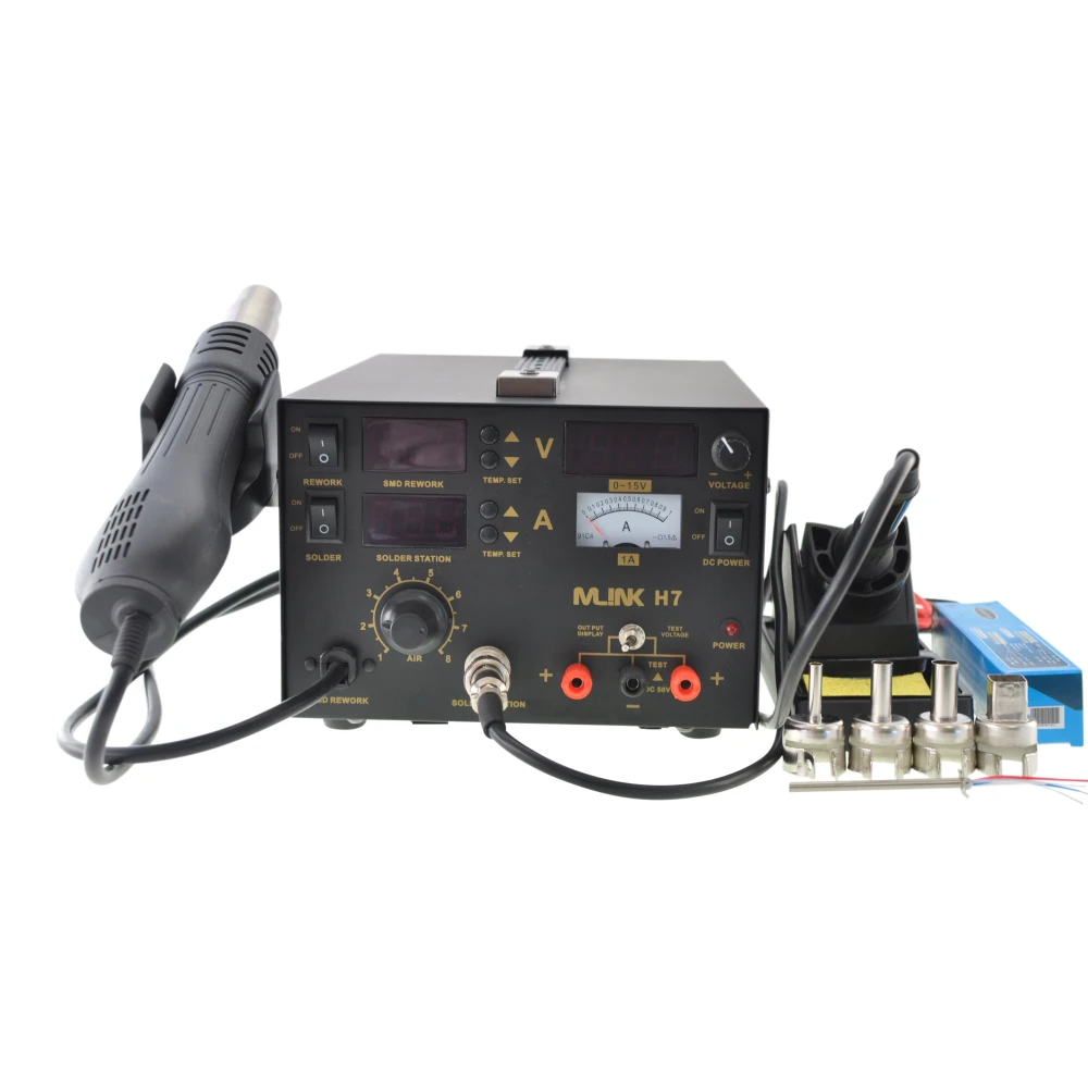 Mlink H7 stacja lutownicza 3 w 1 z hot air i zasilaczem DC