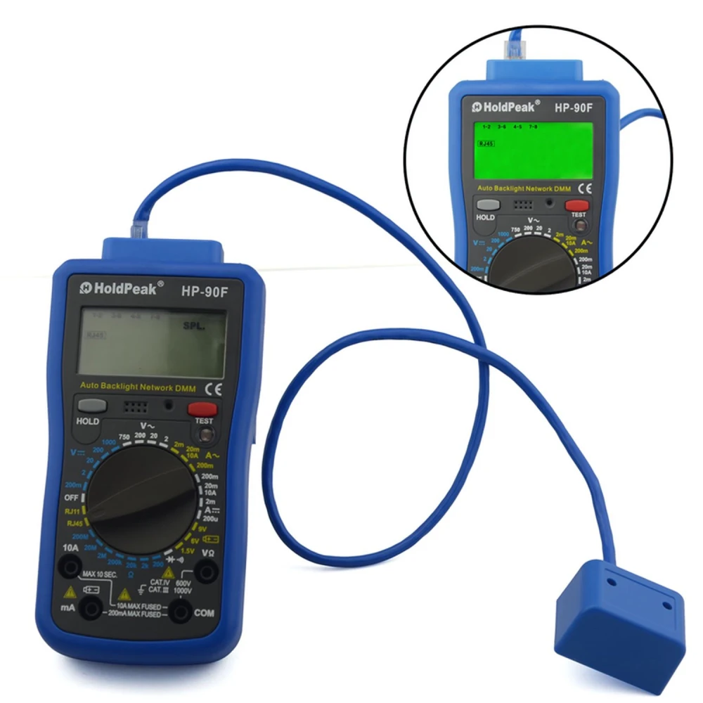 Multimetr cyfrowy HoldPeak HP-90F z testem RJ11 i RJ45