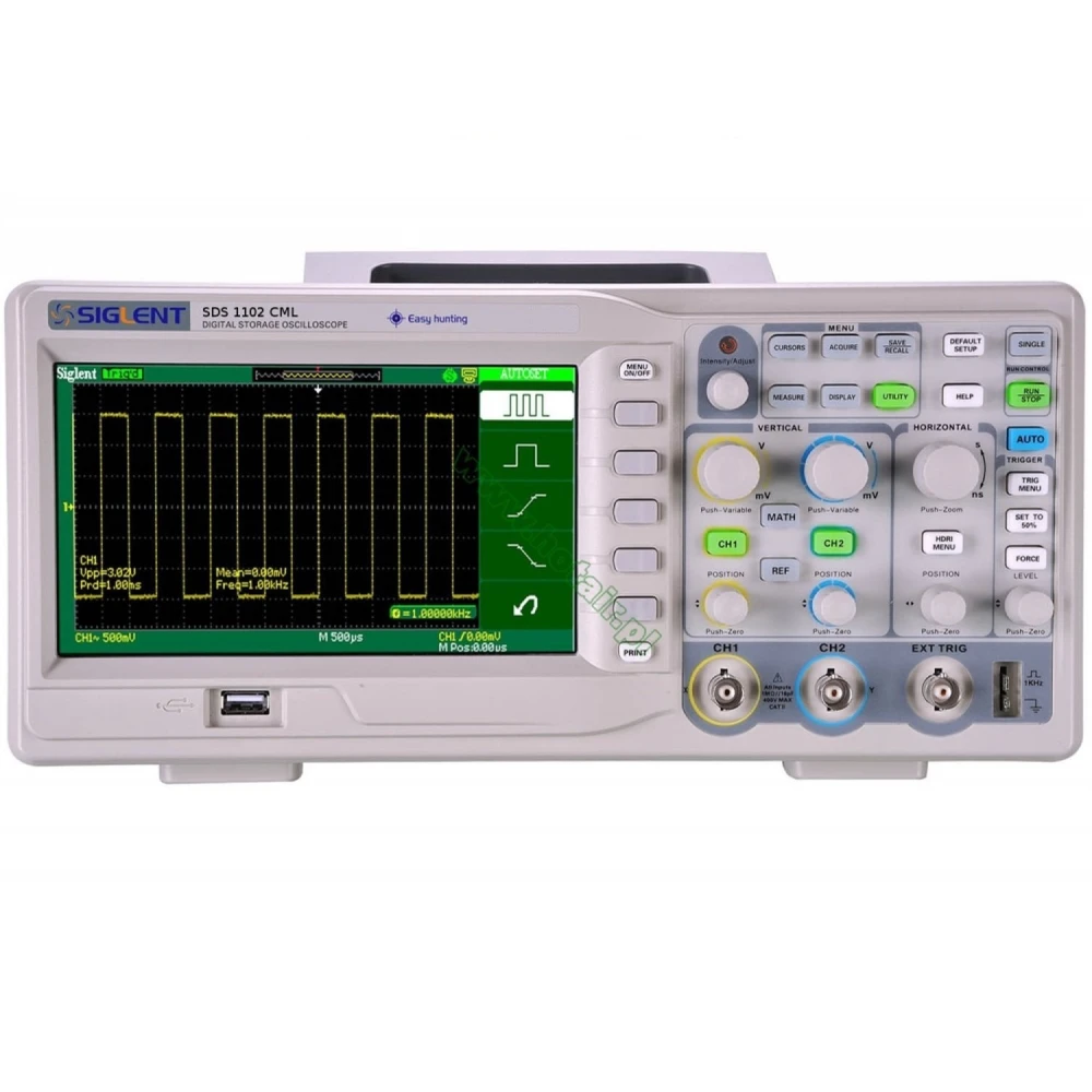 Oscyloskop cyfrowy Siglent SDS1102CML+ 100MHz z ekranem 7 cali