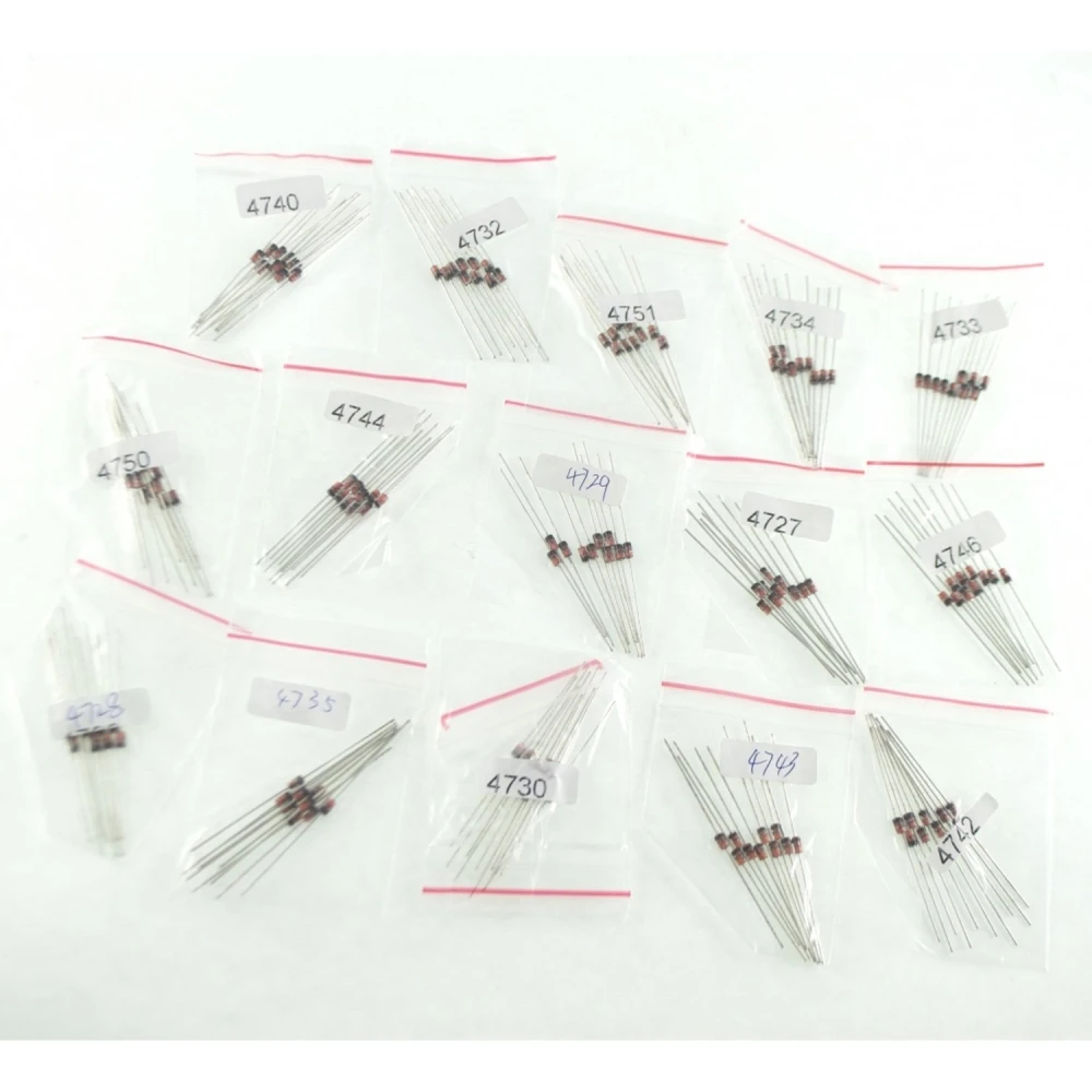 Zestaw 150 diod Zener - 15 modeli, po 10 szt. do projektów