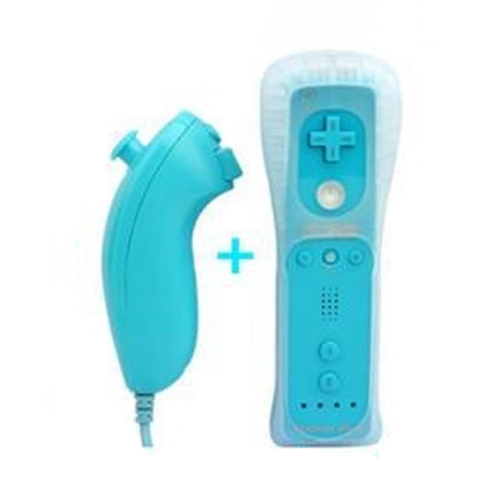 Zestaw Wii Remote z wbudowanym Wiimotionplus + Nunchuck do Wii niebieski