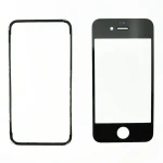 Czarny ekran szklany iPhone 4S z ramką klejącą do naprawy