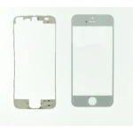Szklany ekran iPhone 5 biały z ramką klejącą do naprawy